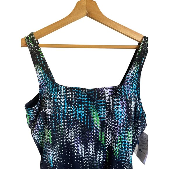 New! Swimsuits for All Black One Piece Swimsuit Size 10 Green White Blue Abstrac - Picture 3 of 8
